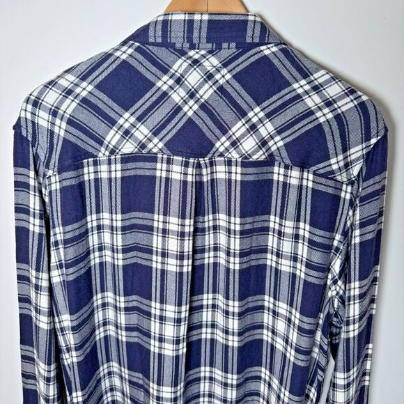 Rails Women Medium Plaid Button Down Shirt Blue White Lennox Arctic Coastal - Picture 4 of 14